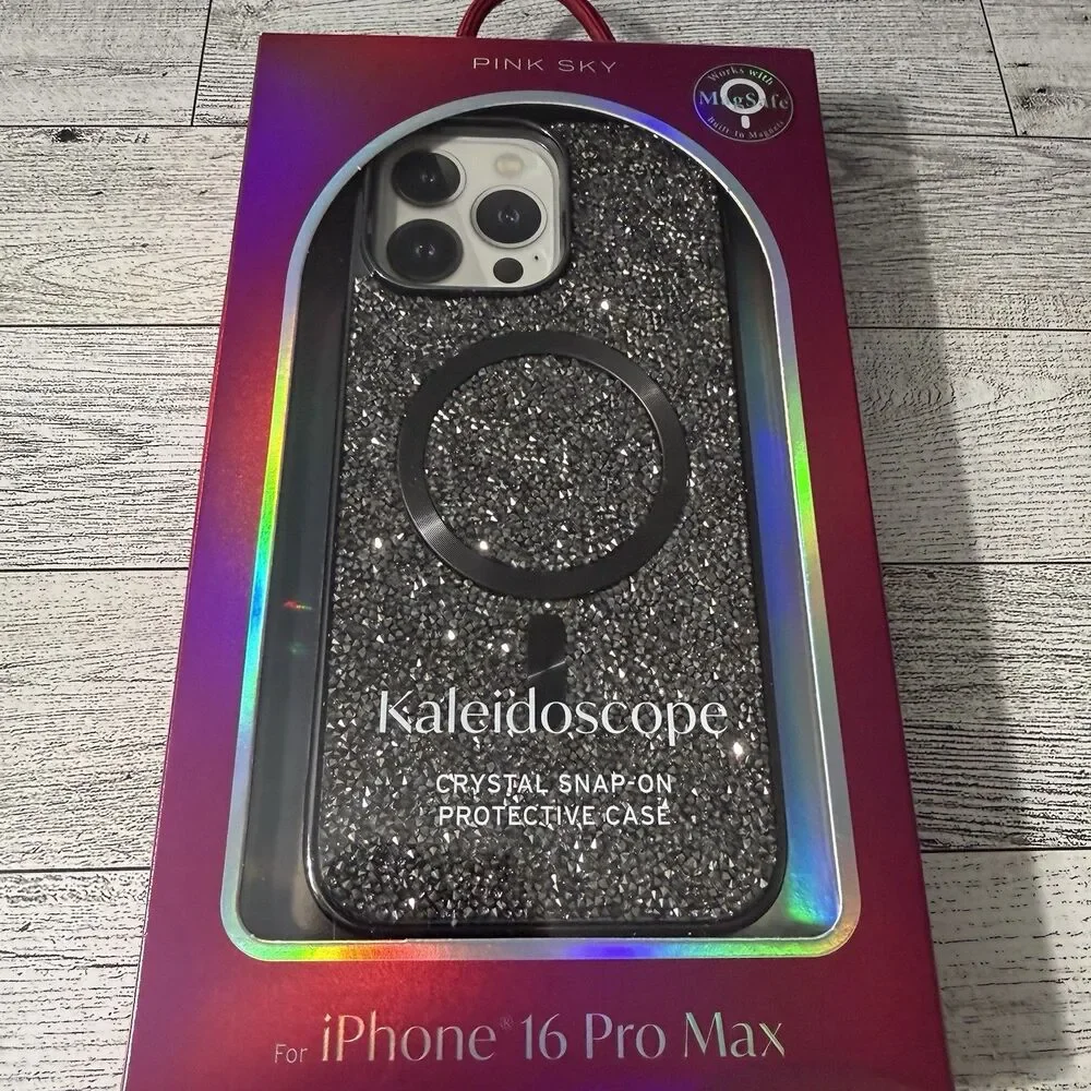 Pink Sky Phone Case Sparkle Glitter Crystals iPhone 16 Pro Max Kaleidoscope New